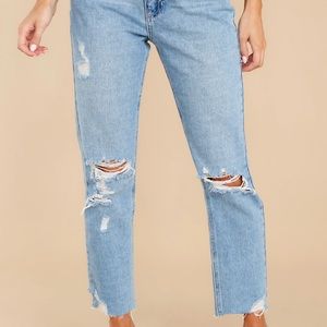 Light Wash Distressed Mom Jeans